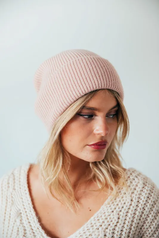 Svnx Women's Ribbed Beanie Hat In Pink in Baby Pink Baby Pink One Size