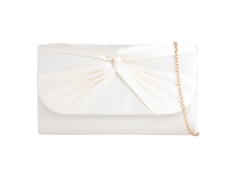 Svnx Women's Ruched Satin Clutch in Ivory - Ivory - Size: One Size