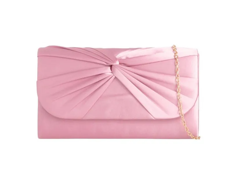 Svnx Women's Ruched Satin Clutch in Pink - Pink