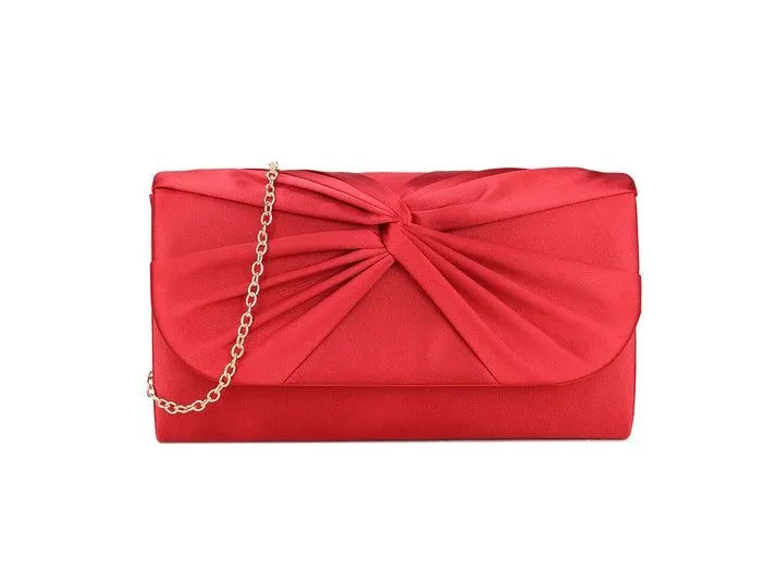 Svnx Women's Ruched Satin Clutch in Red Red One Size
