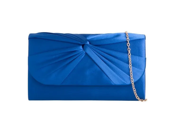 Svnx Women's Ruched Satin Clutch in Royal Royal One Size