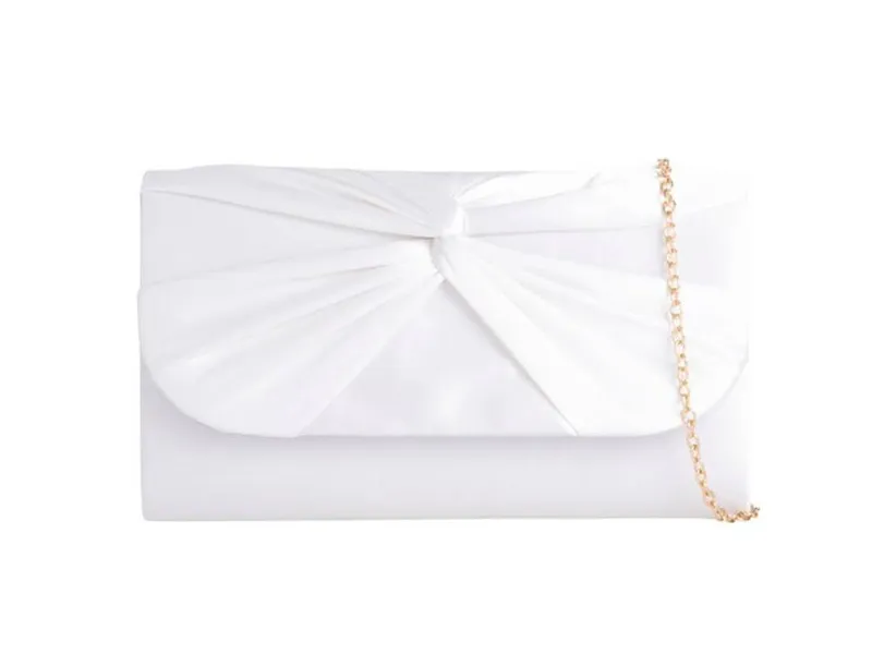 Svnx Women's Ruched Satin Clutch in White - White