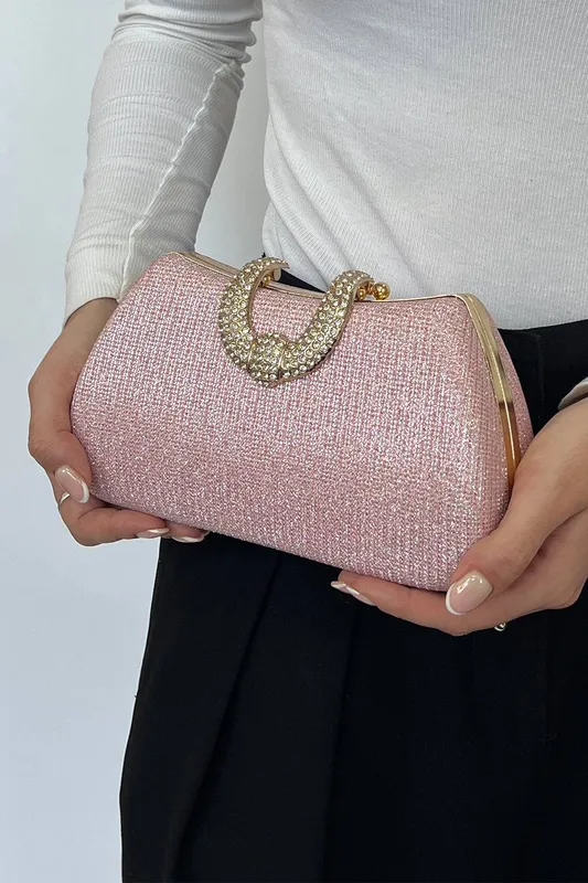 Svnx Women's Shimmer Clutch Bag in Pink Pink