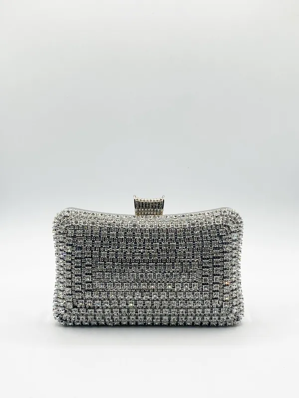 Svnx Women's Silver Diamante Clutch Bag Silver One Size