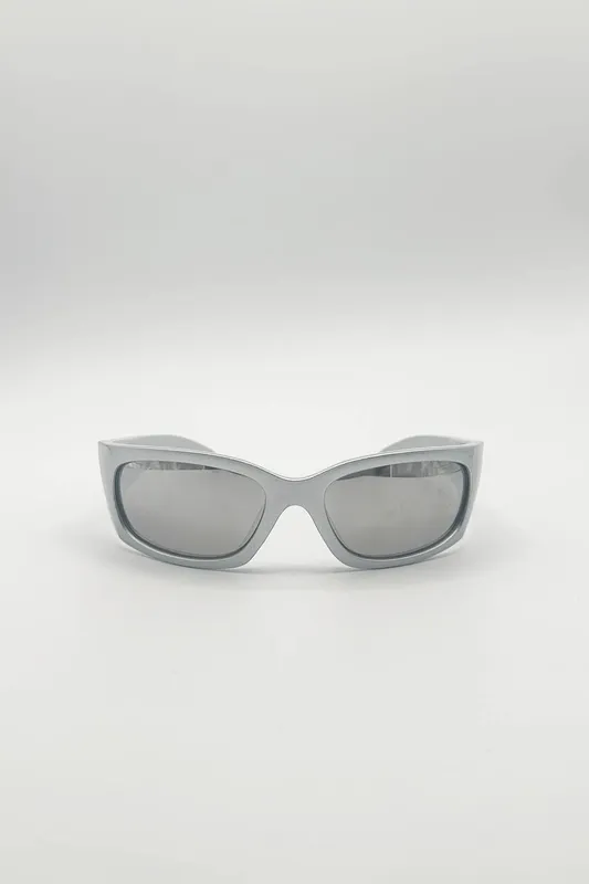Svnx Women's Silver Racer Wrap Sunglasses Silver female