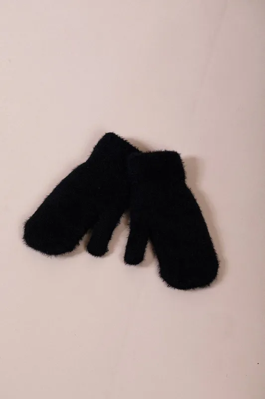Svnx Women's Soft Knit Mittens in Black Black female
