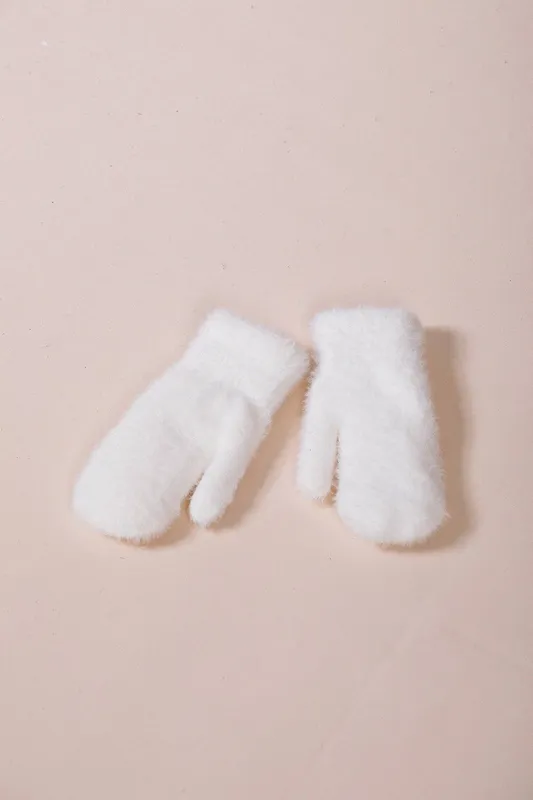Svnx Women's Soft Knit Mittens in White - White