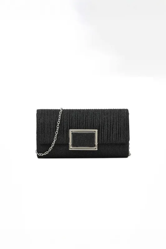 Svnx Women's Square Buckle Clutch Bag in Black Black One Size