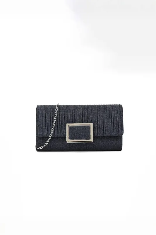 Svnx Women's Square Buckle Clutch Bag in Navy Navy One Size