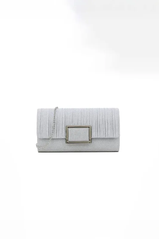 Svnx Women's Square Buckle Clutch Bag in Silver Silver One Size
