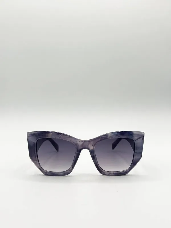 Svnx Women's Square Cat-Eye Sunglasses in Purple Multi Purple