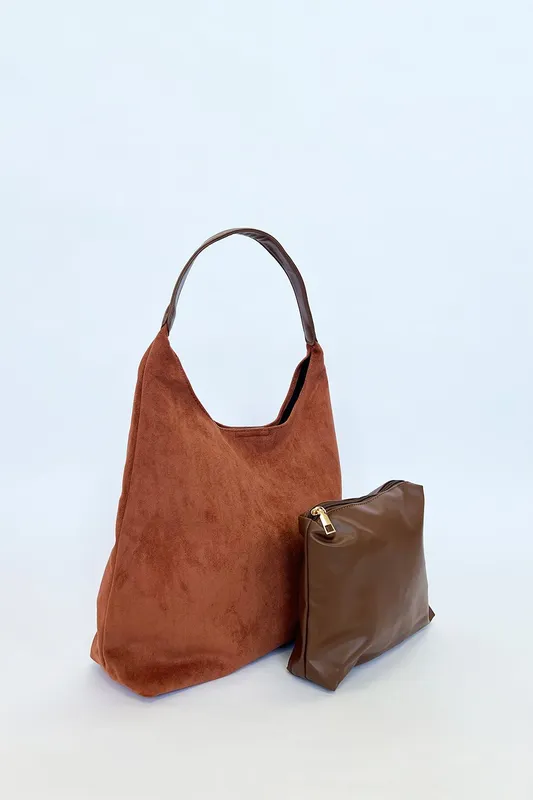 Svnx Women's Suede Hobo Shoulder Bag in Tan Tan One Size