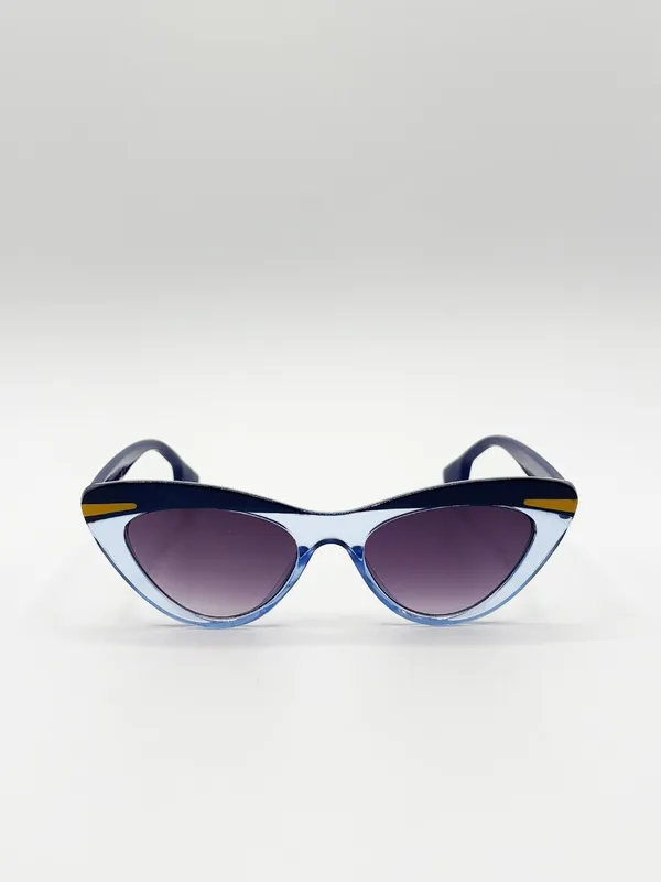 Svnx Women's Two Tone Cat-Eye Sunglasses in Blues in Dark Blue Dark Blue female