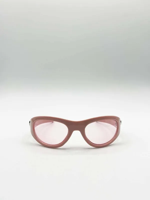 Svnx Women's Wrap Around Racer Bow Sunglasses in Pink Pink One Size female