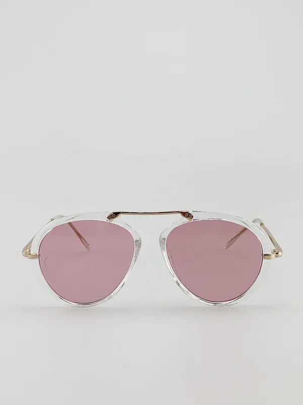 Svnx Womens Clear Frame Aviator Sunglasses - Transparent Metal - One Size