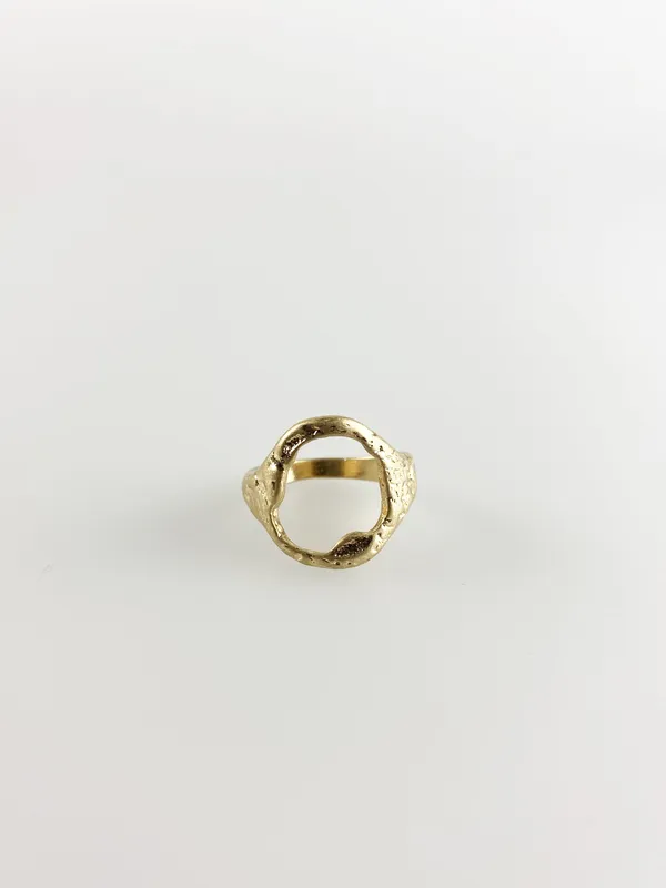 Svnx Womens Cut Out Signet Ring - Gold Gold Plated - Size Medium/large