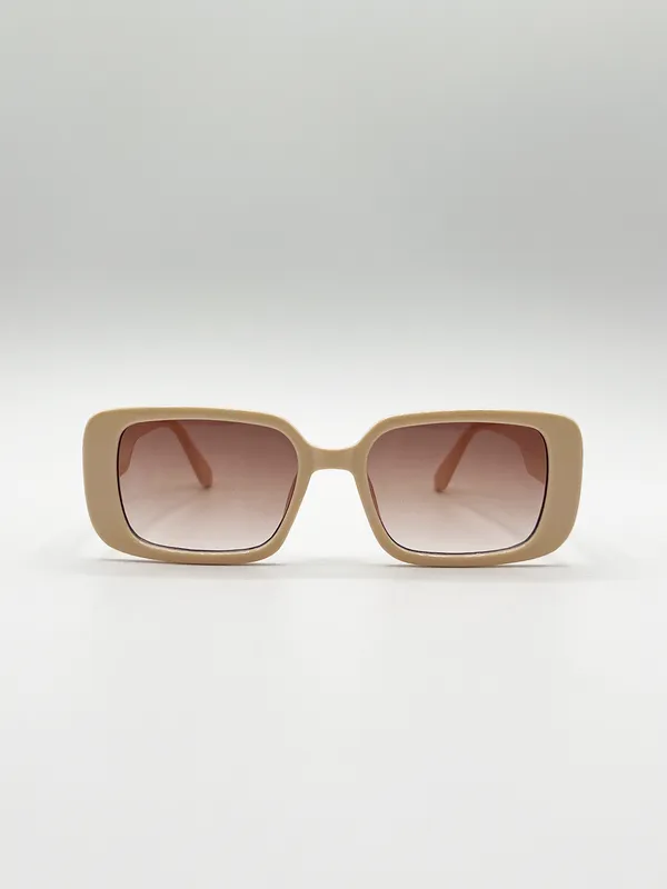 Svnx Womens Oversized Rectangle Sunglasses In Beige - One Size