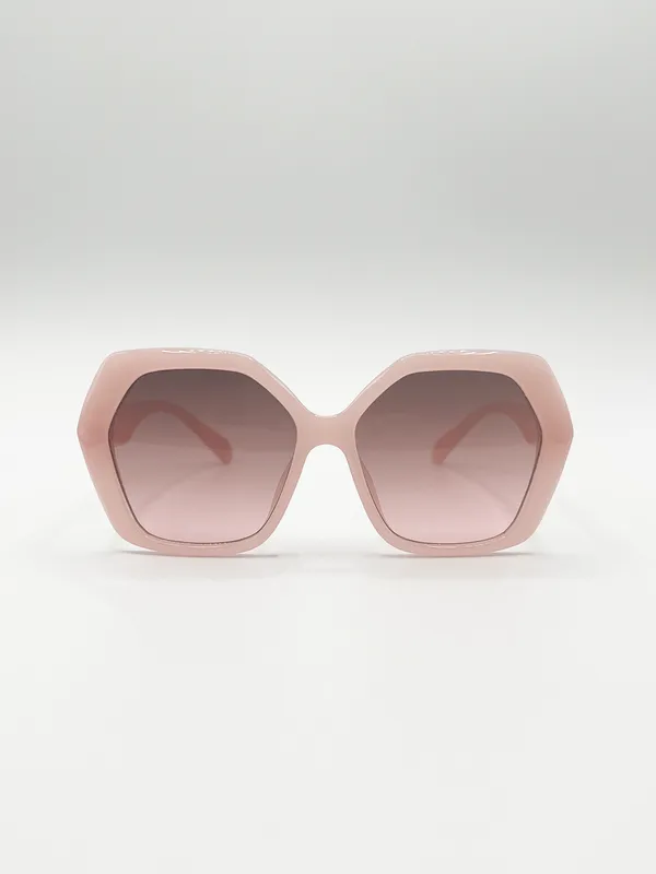 Svnx Womens Oversized Rounded Angular Sunglasses In Pink - One Size