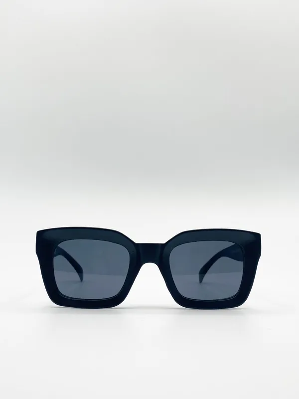 Svnx Womens Plastic Oversized Frame Square Sunglasses - Black - One Size
