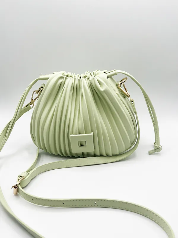 Svnx Womens Pleated Pouch Bag In Mint Pu - One Size
