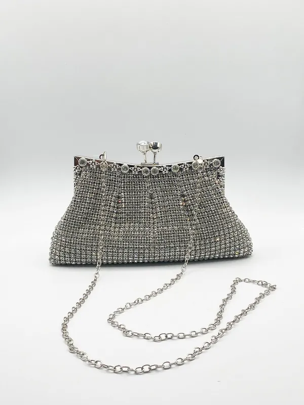 Svnx Womens Silver Crystal Clutch Bag - One Size