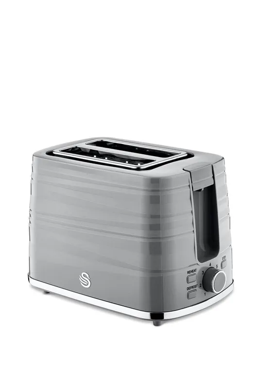 Swan 2 Slice White Toaster in Grey - Grey - Size: One Size