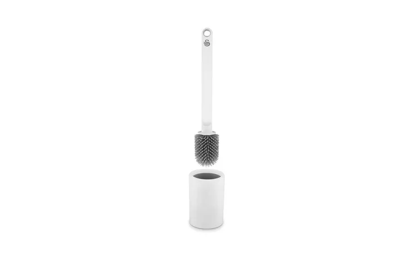 Swan Flexible Silicone Toilet Brush & Holder White - White - Size: One Size