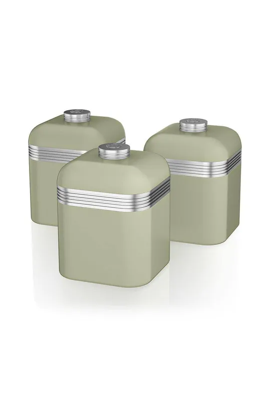 Swan Retro Set of 3 Canisters in Green - Green - Size: One Size