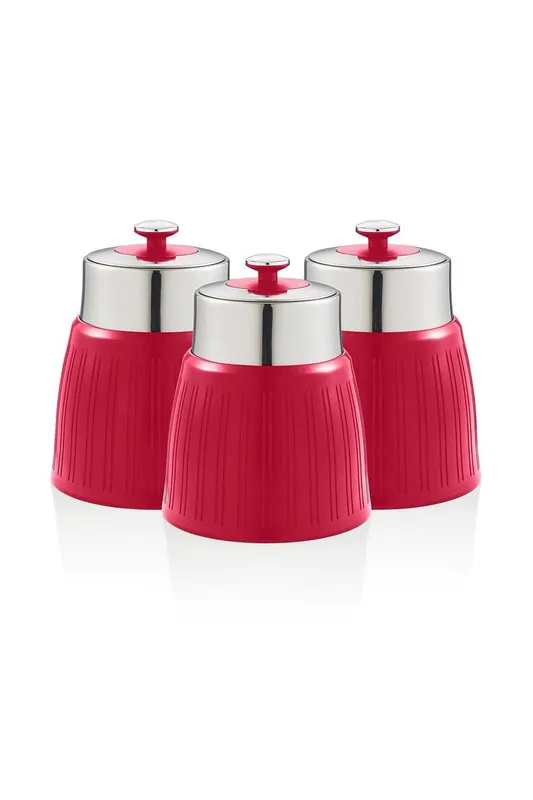 Swan Retro Set of 3 Canisters in Red Red