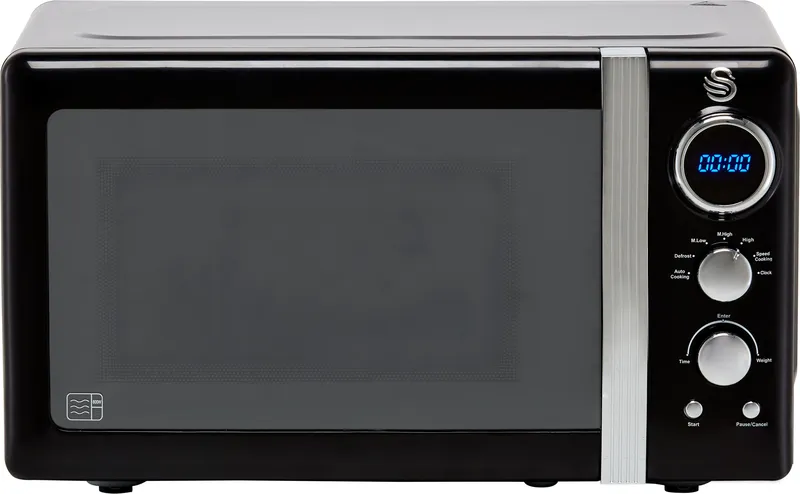 Swan Retro Black 800W Digital Microwave