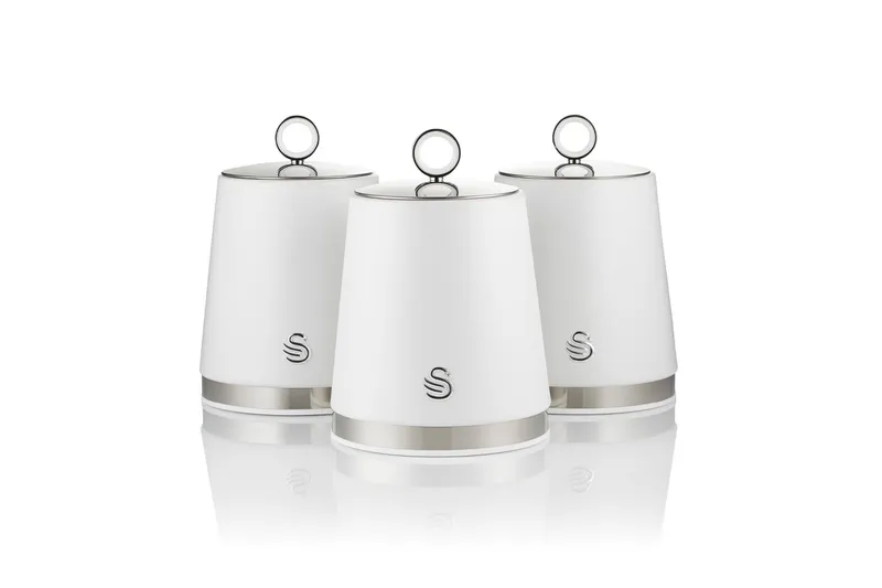 Swan Serenity Set of 3 Kitchen Storage Canisters, 1.3L, White SWKA18536WHT Size: A White