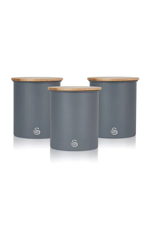 Swan Set of 3 Canisters in Grey Grey