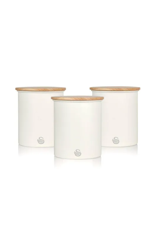 Swan Set of 3 Canisters in White White