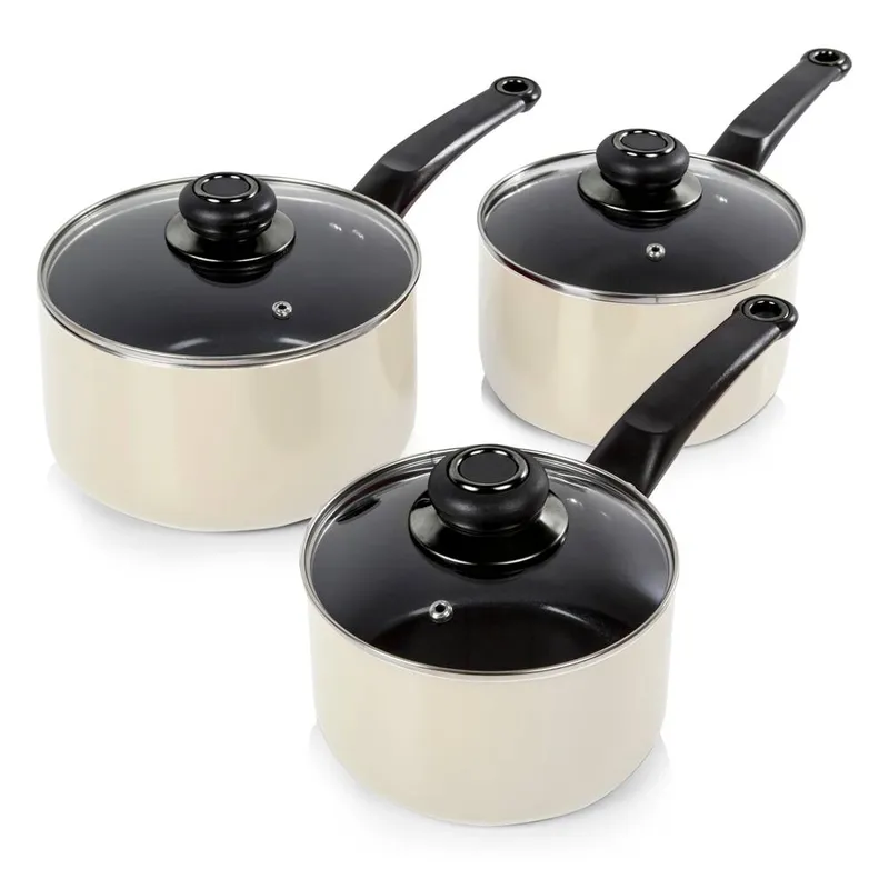 Swan Townhouse 3 Piece Saucepan Set in Cream Size: A Cream A