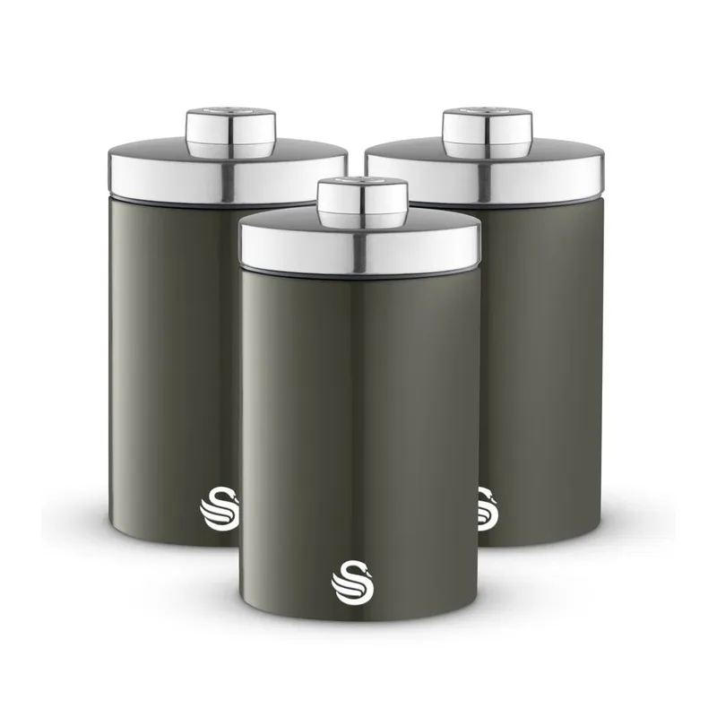 Swan Townhouse Set of 3 Canisters in Grey Size: A Grey A