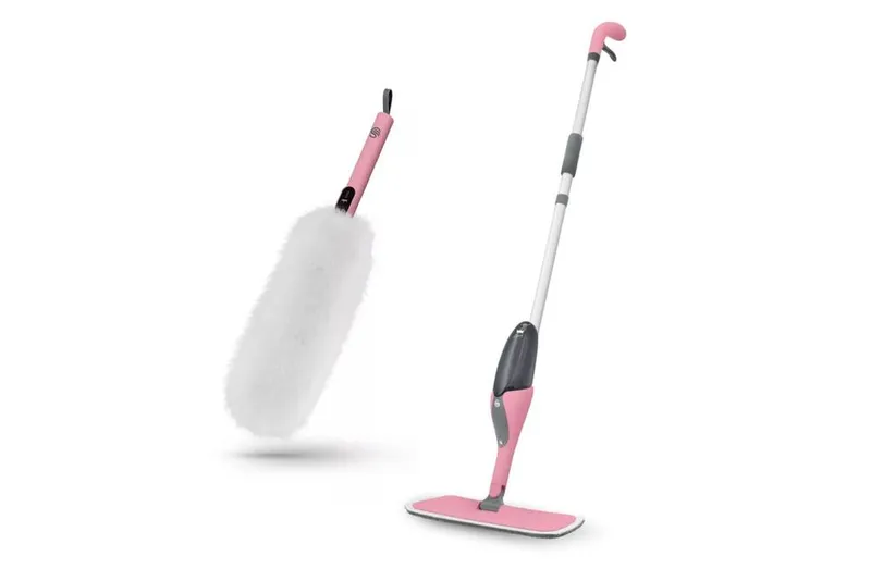Swan Unisex Lynsey 2-in-1 Microfibre Duster & 2-in-1 Spray Mop in Pink Pink female