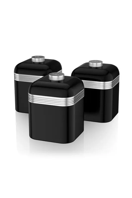 Swan Retro Set of 3 Canisters in Black Black