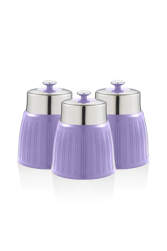 Swan Retro Set of 3 Canisters in Purple - Purple