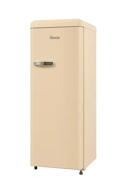Swan Unisex Retro Tall Fridge w/ Ice Box in Cream Cream female