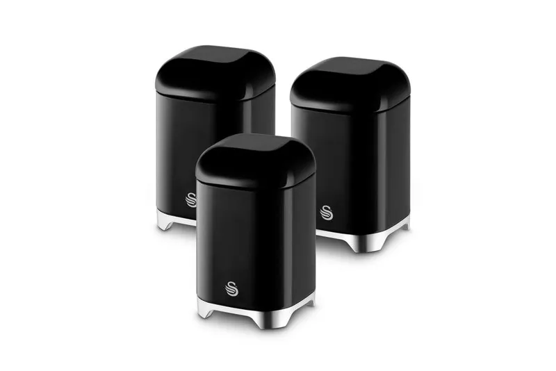 Swan Solace Set of 3 Canisters Black Black