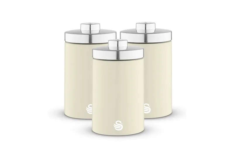 Swan Unisex Townhouse Set of 3 Canisters in Cream Size: A Cream A female