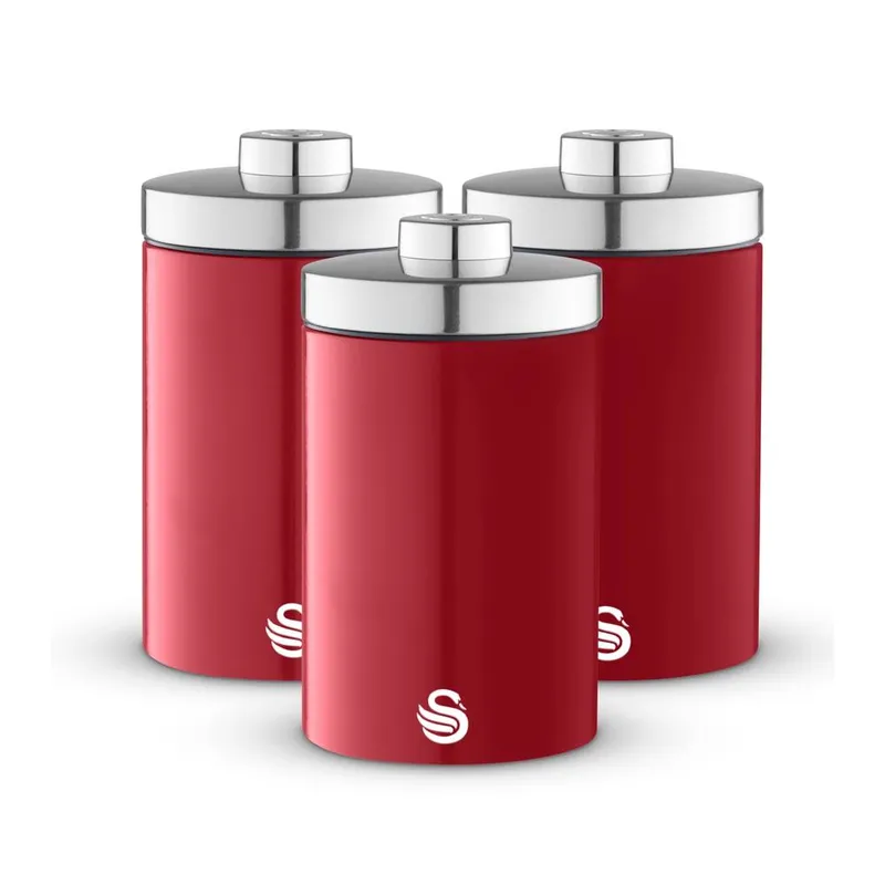 Swan Townhouse Set of 3 Canisters in Red Size: A - Red