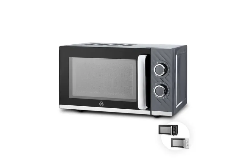 Swan Windsor 20L 800W Microwave Manual Textured Grey Grey