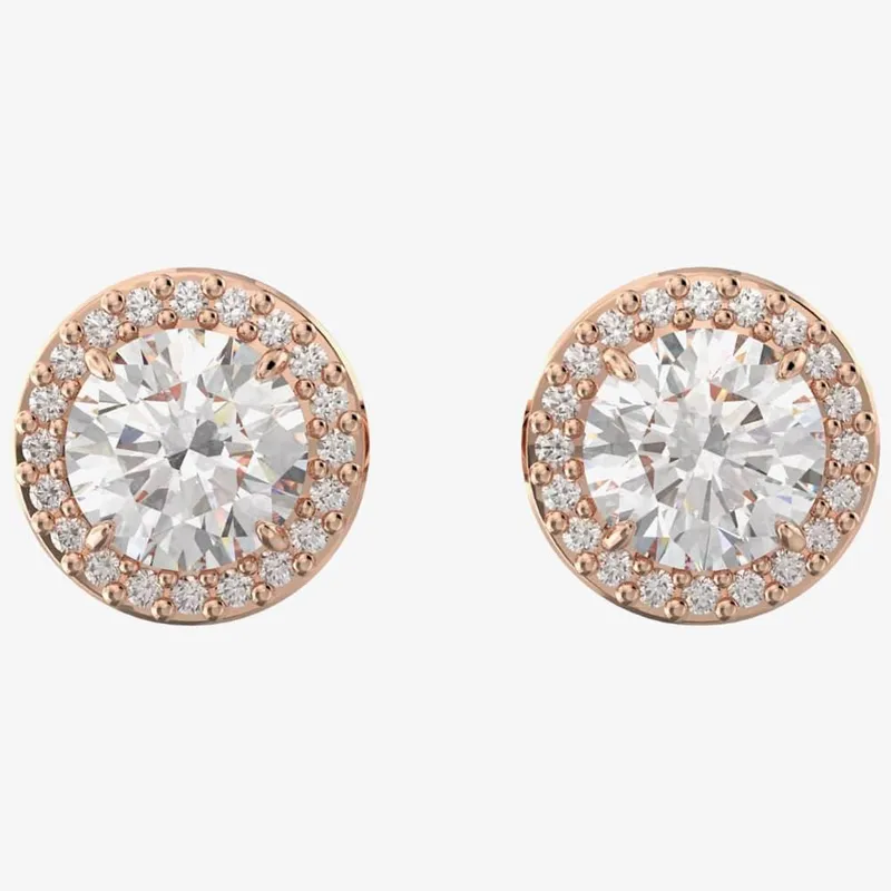 Swarovski Unisex Constella Rose Gold-Plated Halo Stud Earrings 5636275 in Rose Gold Rose Gold One Size female