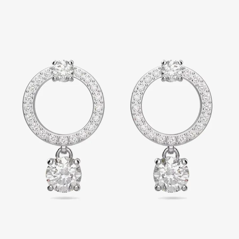 Swarovski Women's Attract White Crystal Circle Earrings 5563278 in Silver Silver female