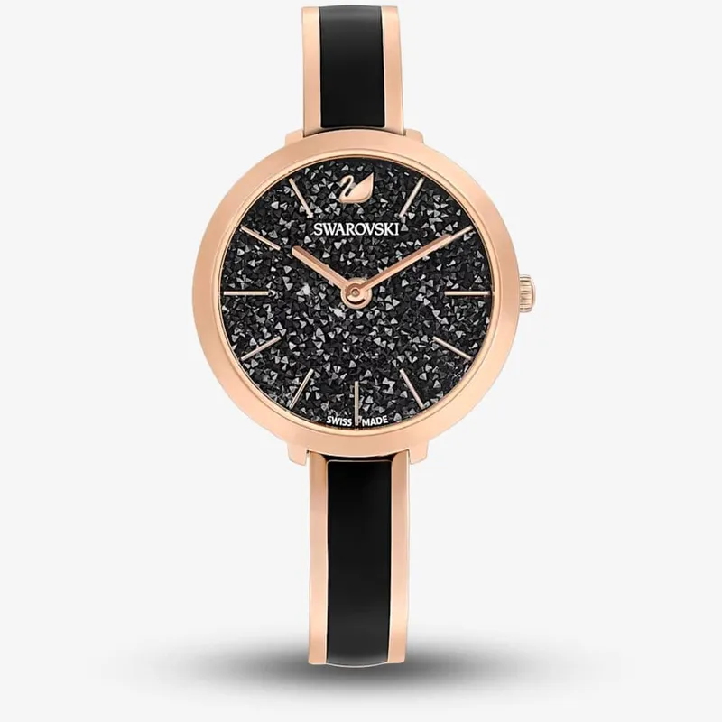 Swarovski Women's Black Crystalline Delight Rose Gold Bracelet Watch 5580530 Black female