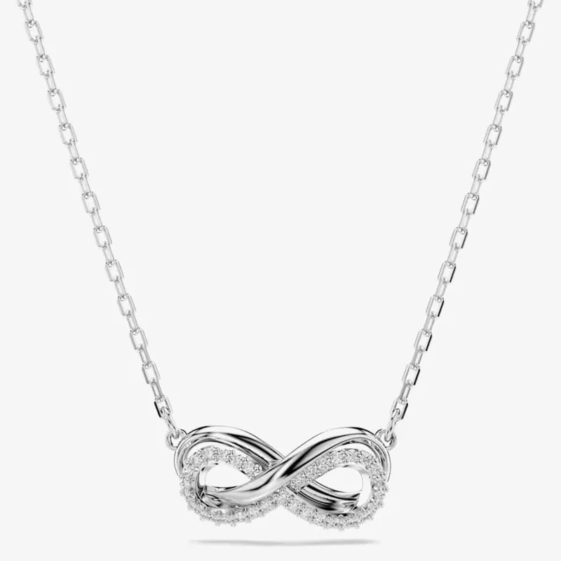 Swarovski Women's Hyperbola Rhodium Plated White Infinity Necklace 5687265 Size: 38cm - White - Size: 38cm