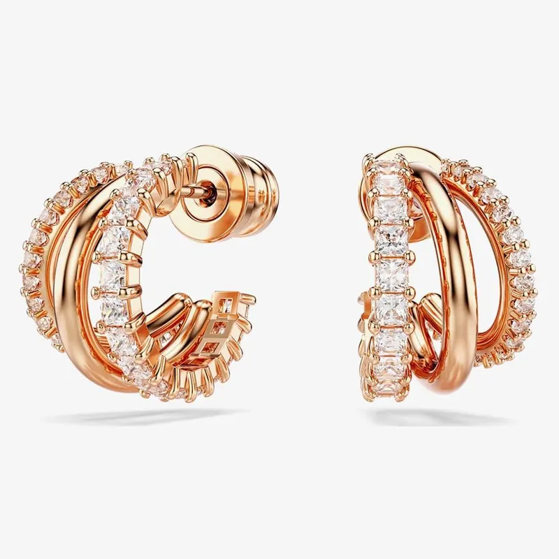 Swarovski Women's Hyperbola Rose Gold Tone Plated Mini Half Hoop Earrings 5698702 - Rose Gold