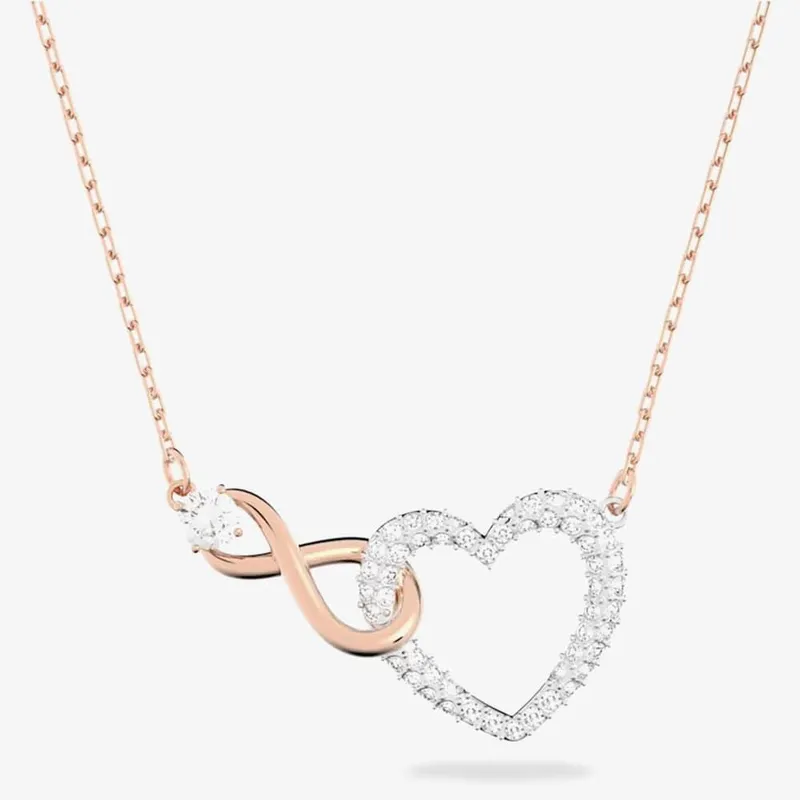 Swarovski Women's Infinity Heart Two Colour White Crystal Necklace 5518865 in Gold Size: 38cm - Gold - Size: 38cm
