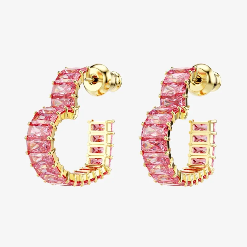 Swarovski Women's Matrix Gold Pink Crystal Hoop Earrings 5706340 Gold female
